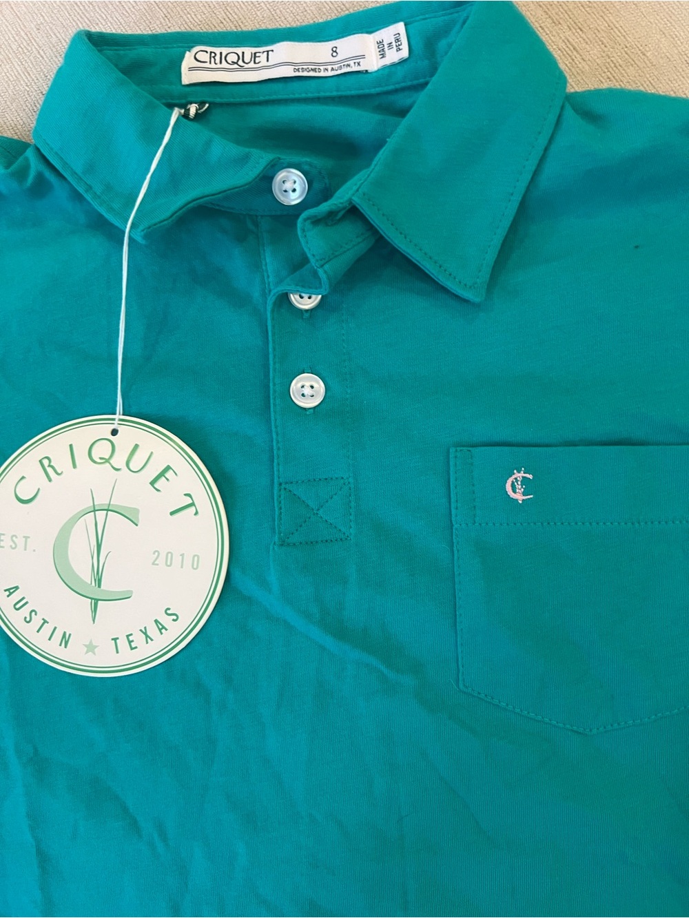 Criquet Teal Green Polo Shirt with Chest Pocket